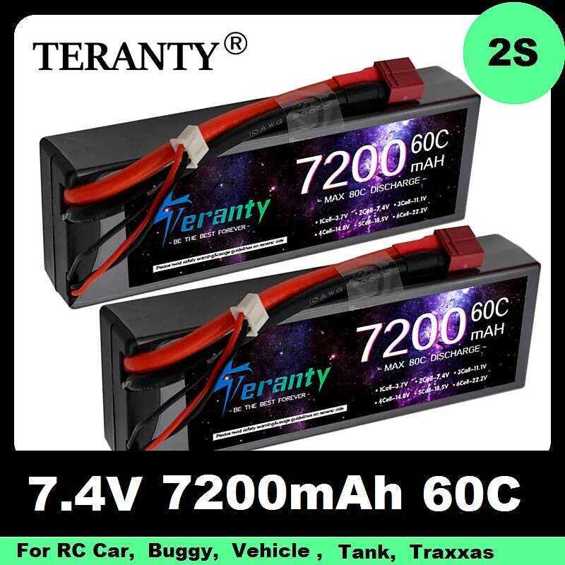 RC แบตเตอรี่ลิโพ Teranty 7.4V 7200MAH 60C 2S สำหรับรถ Traxxas 1/10 ควอดคอปเตอร์ เฮลิคอปเตอร์ Akku Ba
