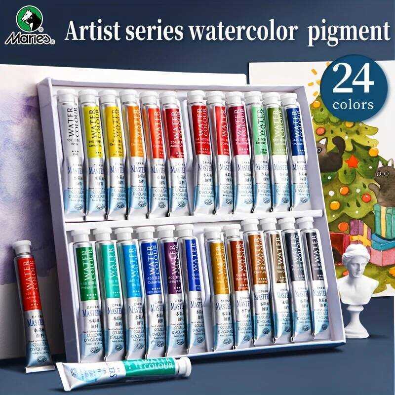 24 สี Maries Artist สีน้ํา,9ml/0.3oz หลอดสีน้ํา ing,การ์ตูน,Vibrant & Rich Pigment สําหรับ s