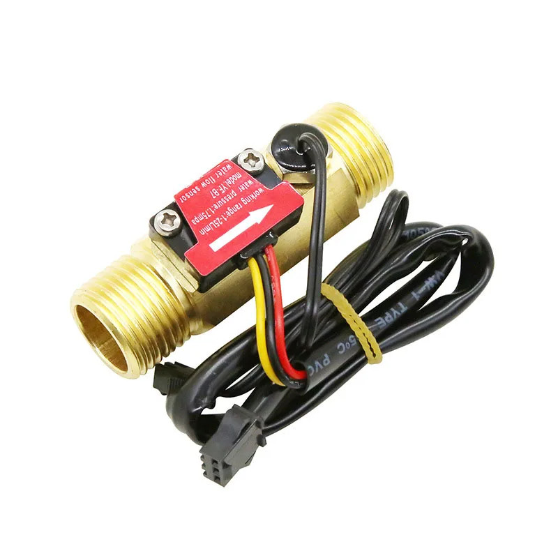 G1/2 Hall Flowmeter Brass YF-B7 With Temperature Detection Water Flow Sensor