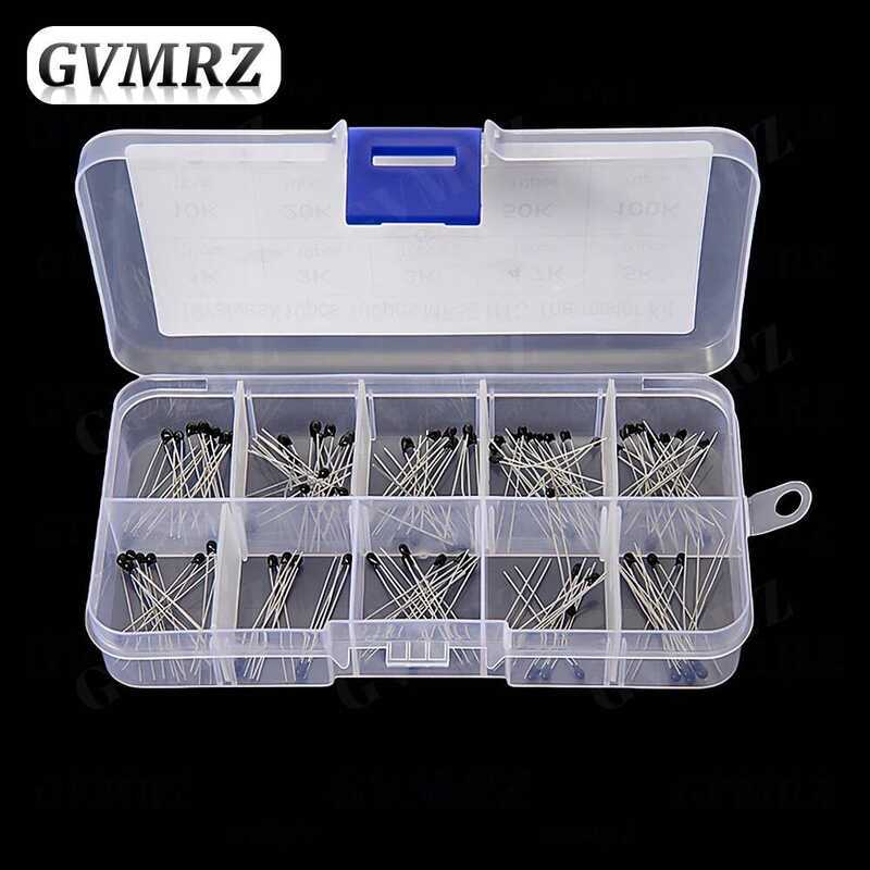 NTC ชุดตัวต้านทานความร้อน Thermistor 100 ชิ้น 10 ค่า*10 ชิ้น MF52 NTC-MF52AT 1K 2K 3K 4.7K 5K 10K 20