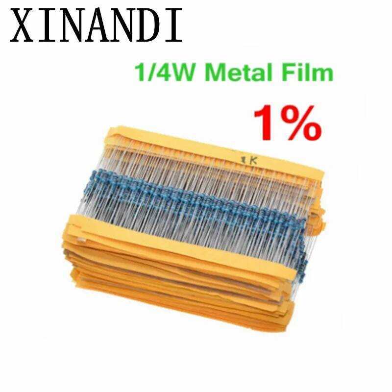 ความต้านทานโอห์ม ตัวต้านทานฟิล์มโลหะ, 1R 22M 1% 100R 220R 1K 1.5 2.2 4.7 K 10K 22K 47K 100K 220 1K5