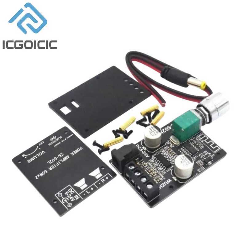 ZK-502L บอร์ดขยายเสียงดิจิตอลไร้สาย MINI Bluetooth-5.0 DC 5-24V สเตอริโอ 50Wx2