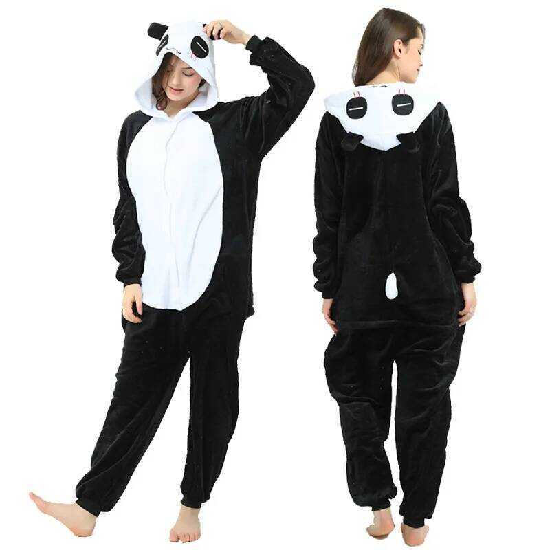 C Kigurumi Adults Plus Size Panda Pajamas Cosplay Halloween Winter Women Onesies Flannel Hooded Jum