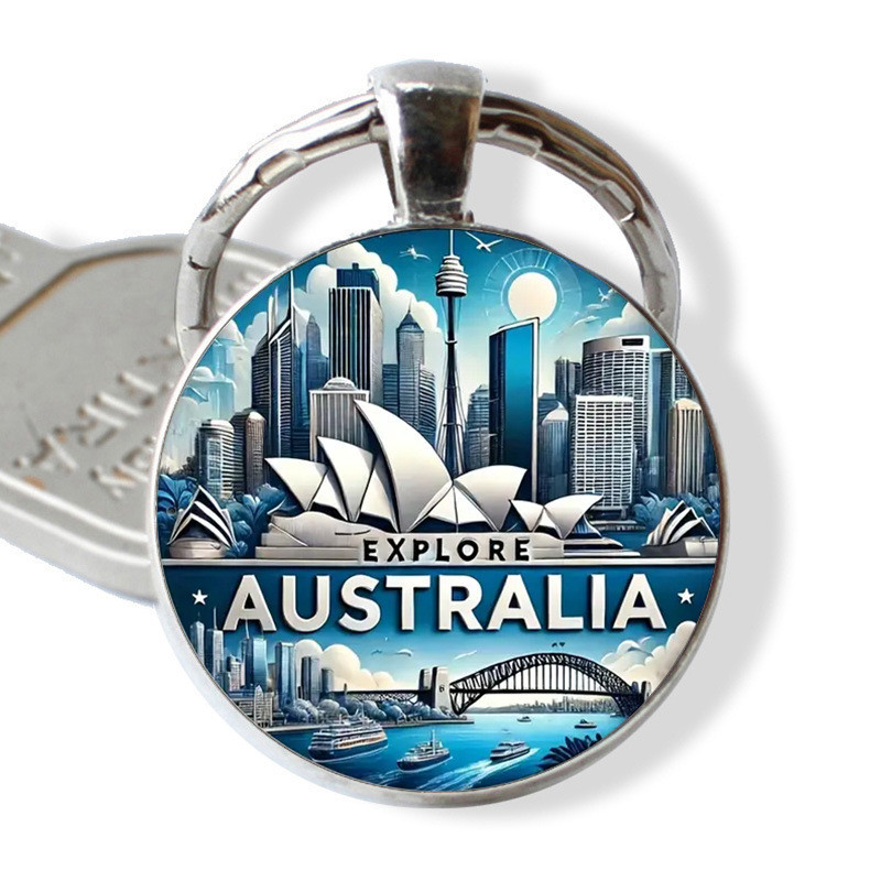 Opera Sydney House Scenic Glass จี้พวงกุญแจสําหรับและนักสะสมของขวัญ
