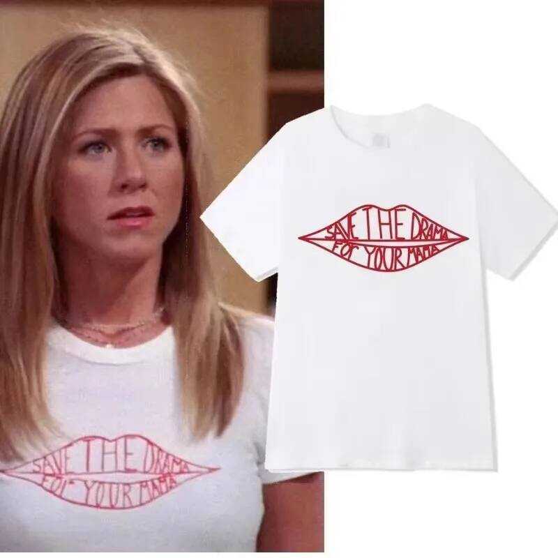 เสื้อยืด 2024 Friends TV Show Save Drama Mom เสื้อท็อปยูนิเซ็กซ์ คาวาอี้ เรเชล กรีน เสื้อยืดสำหรับสา