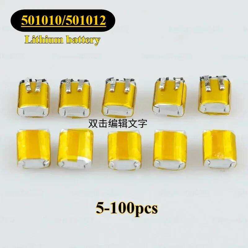 ชิ้น 5-100 แบตเตอรี่ลิเธียมโพลิเมอร์แบบชาร์จได้ 501010 501012 3.7V 35mAh สำหรับหูฟัง ไฟ LED Mp3/mp4
