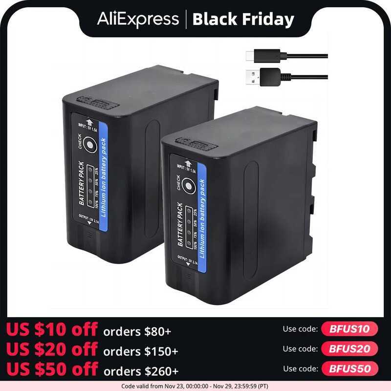 10000mAh แบตเตอรี่ NP-F980 NP-F970 NP F970 สำหรับ Sony F960 F550 F570 QM91D NP-F975 NP-F950 NP-F930