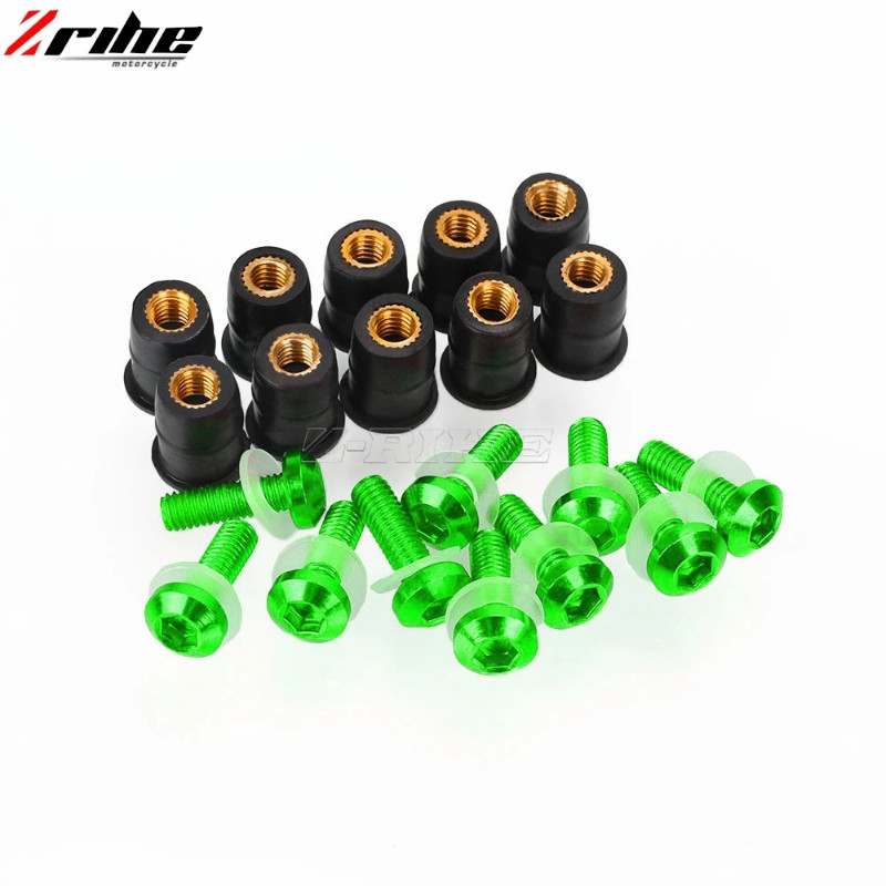 10PCS M5 Windshield Bolts Kits Windscreen Screws FOR Kawasaki ZX6R ZX7R ZX10R ZX14R ZZR 400 600 120