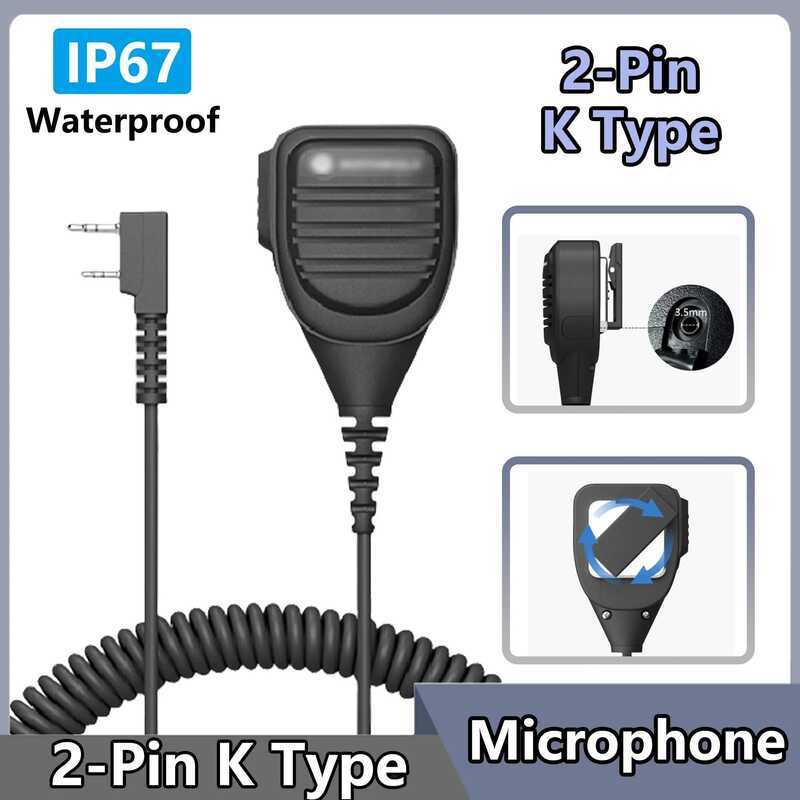 ۞ Speaker 2-Pin K Type Walkie Talkie Microphone Compatible With  Uv-32 Uv-25M