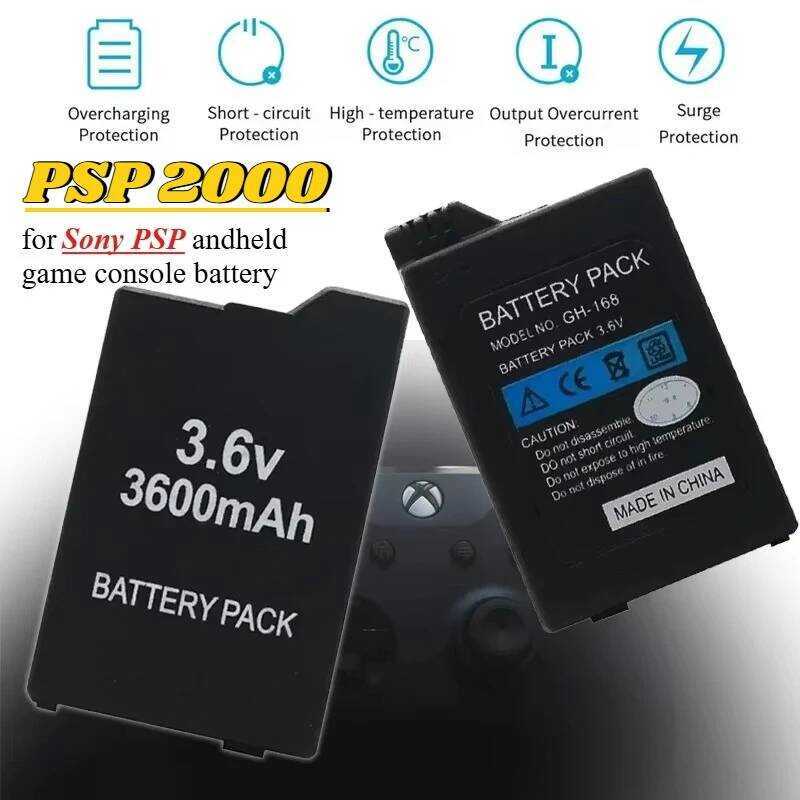 3600mAh แบตเตอรี่ สำหรับเครื่องเล่นเกมพกพา PSP 2000 แบตเตอรี่สำรองสำหรับ SONY PS Lite PSP-2000 PSP-3