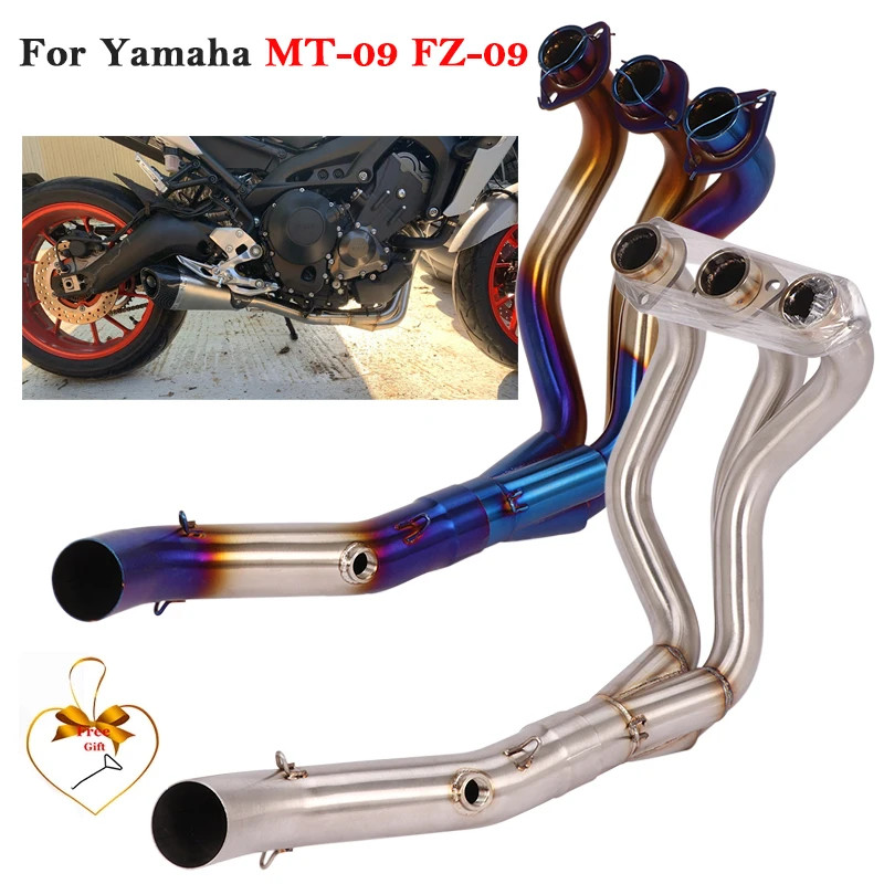 Slip On For Yamaha MT-09 FZ-09 MT09 FZ09 Motorcycle Exhaust Pipe Escape Systems Modified Front Midd