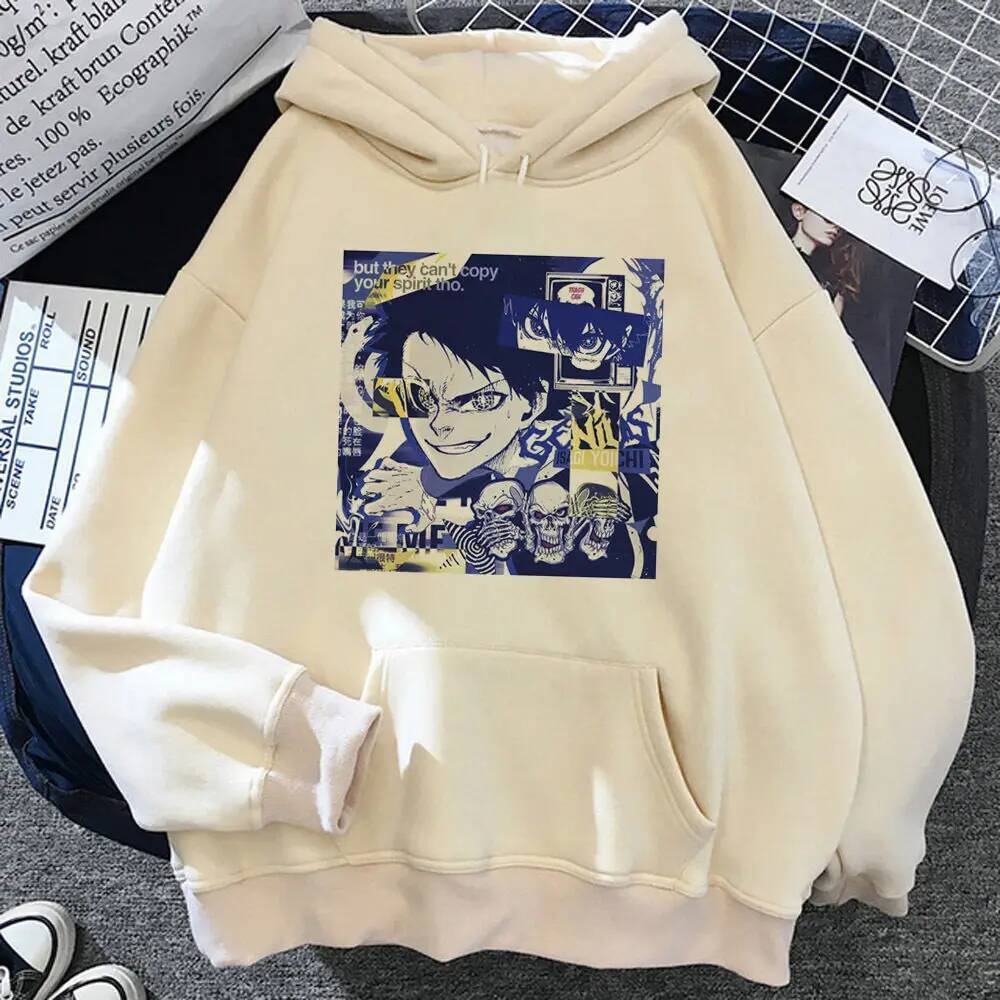 Blue Lock hoodie พิมพ์ออกแบบเสื้อกันหนาวอะนิเมะการ์ตูนมังงะ kawaii Y2K เสื้อกันหนาวหญิง hoddie นักออ