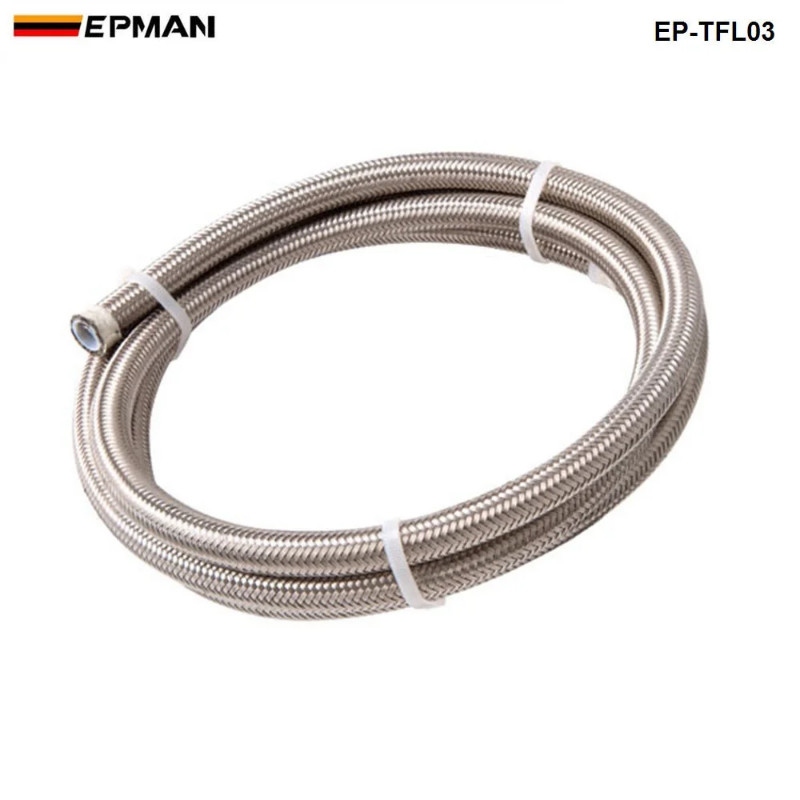 50M Braided Stainless Steel 3AN AN3 AN-3 Brake Swivel Hose PTEF Hydraulic Brake Fuel Line Hose EP-T
