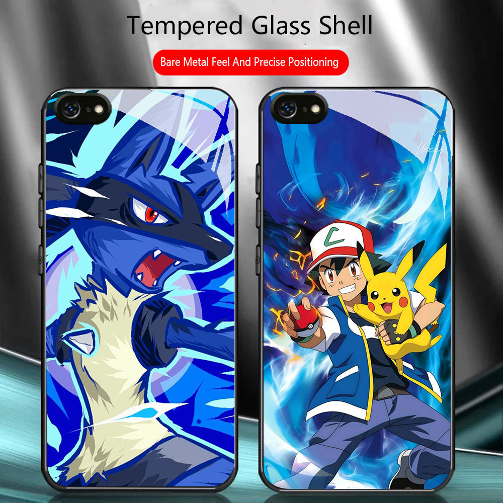 TS-87 Pokemon HD Glass Casing สําหรับ iPhone 6 6S 7 8 Plus SE X XS XR Max