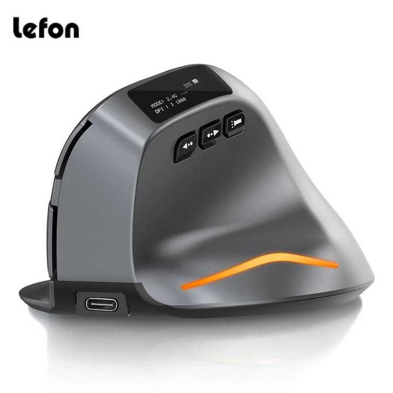 Lefon ไม้เมาส์ไร้สายแนวตั้ง F26C แบบบลูทูธ พร้อมหน้าจอ OLED เมาส์เกมมิ่งแบบออปติคอลที่ชาร์จได้สำหรับ