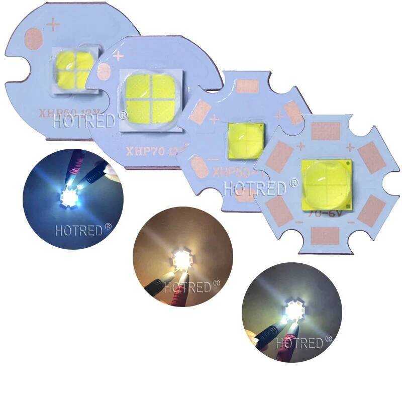 XHP50 ต้นฉบับ XHP70 XHP50.2 XHP70.2 รุ่นที่ 2 ตัวส่งแสง LED สีขาวเย็น กลาง อุ่น 6V 12V พร้อม PCB ทอง