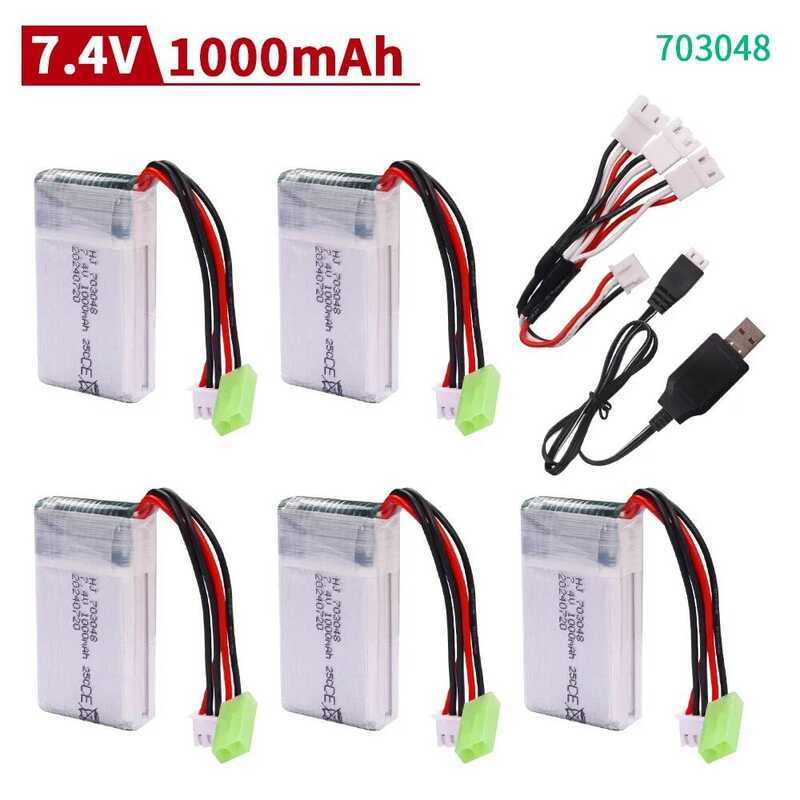 703048 แบตเตอรี่ลิโพ 1000mah พร้อมปลั๊ก TAMIYA ขนาดเล็ก สำหรับของเล่น RC รถยนต์ รถถัง หุ่นยนต์ เรือ