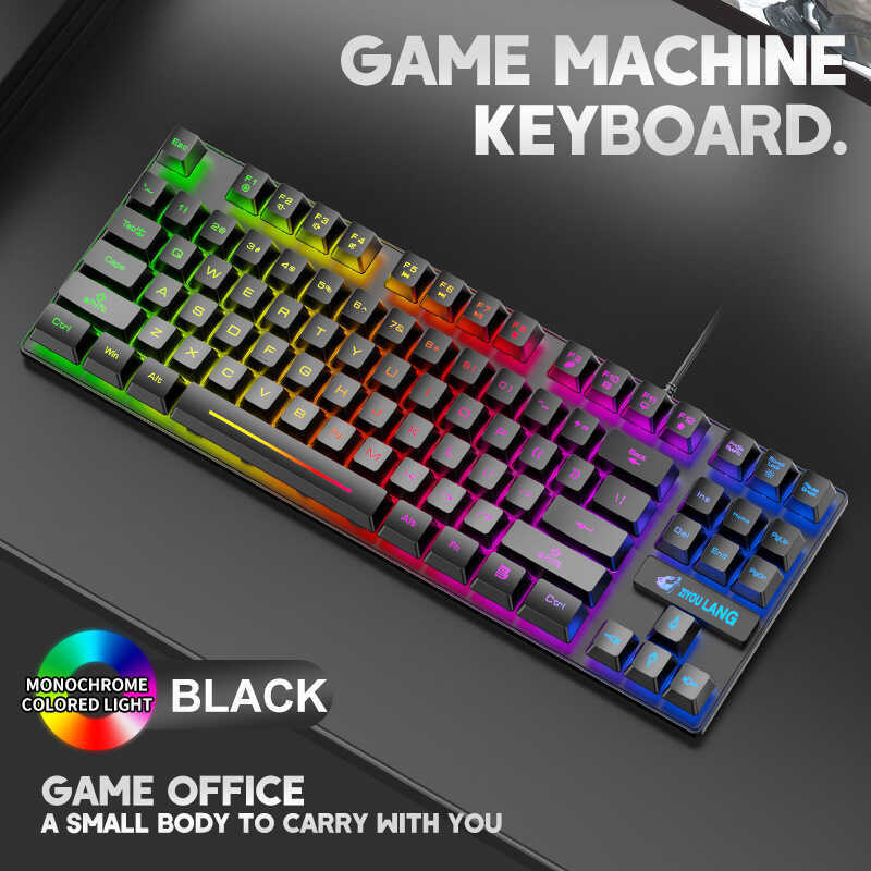 ฟรี Wolf K16 87-Key Gaming Gaming Mechanical Feel Keyboard USB Wired Backlight