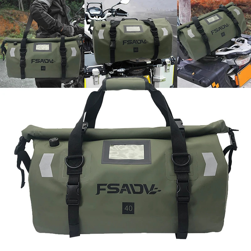 Universal Motorcycle Bags Tail Bag Waterproof Bag 40L 60L Motorbike Dry Duffel Bag for Travel, Cycl