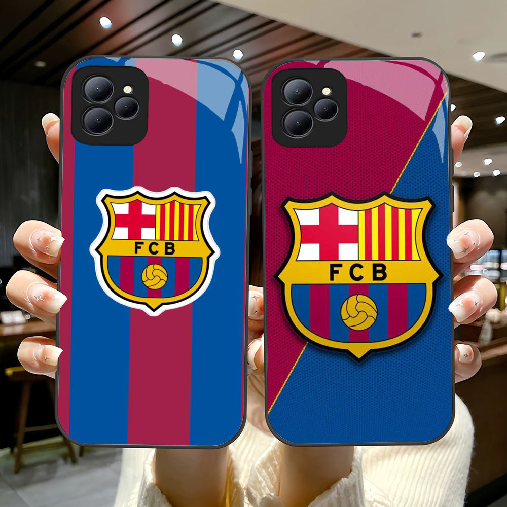 YS-5 FC Barcelona Logo HD Glass Casing สําหรับ Infinix Smart 6 7 8 Hot 9 10 11 Play 30i Note 40i 50 