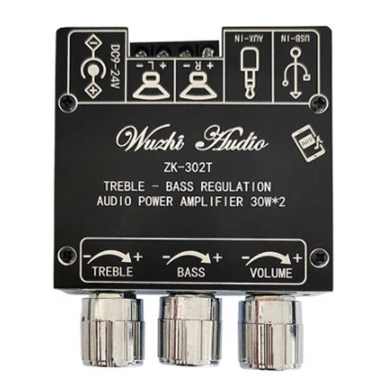 ZK-302T โมดูลดิจิตอลไร้สาย 2.0 สเตอริโอ Dual Channel 30W + 30W พร้อมเสียงเบสสูง