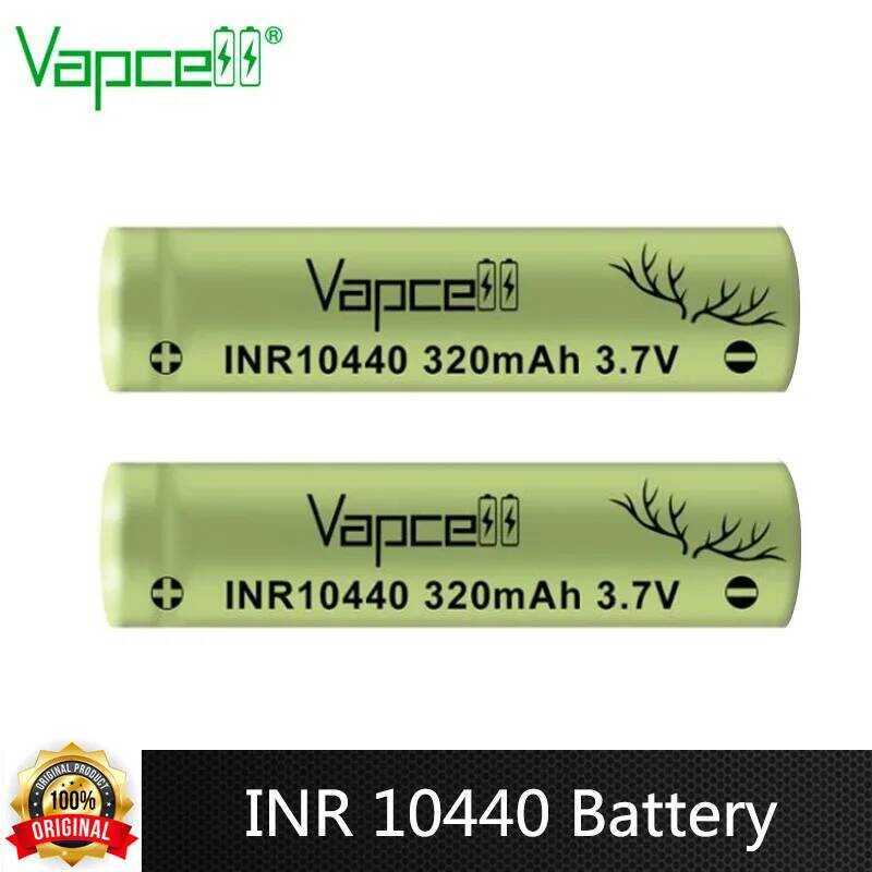 Vapcell แบตเตอรี่ INR 10440 320mAh 3A 3.7V แบบปุ่ม / แบบแบน HKJ ทดสอบการคายประจุ แบตเตอรี่แบบชาร์จได