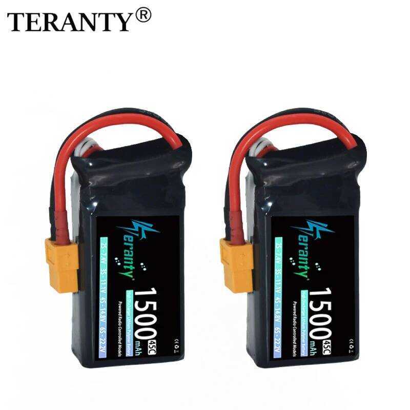 TERANTY แบตเตอรี่ลิโพ 3S 11.1V 1500mAh 45C 2 ชิ้น พร้อมปลั๊ก T XT30 XT60 สำหรับรถ RC เรือ ควอดคอปเตอ