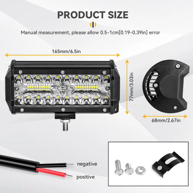 120W 144W LED Bar Offroad Spot Flood Combo Beam LED Light Bar Work Light for 4x4 Truck Car SUV 4WD