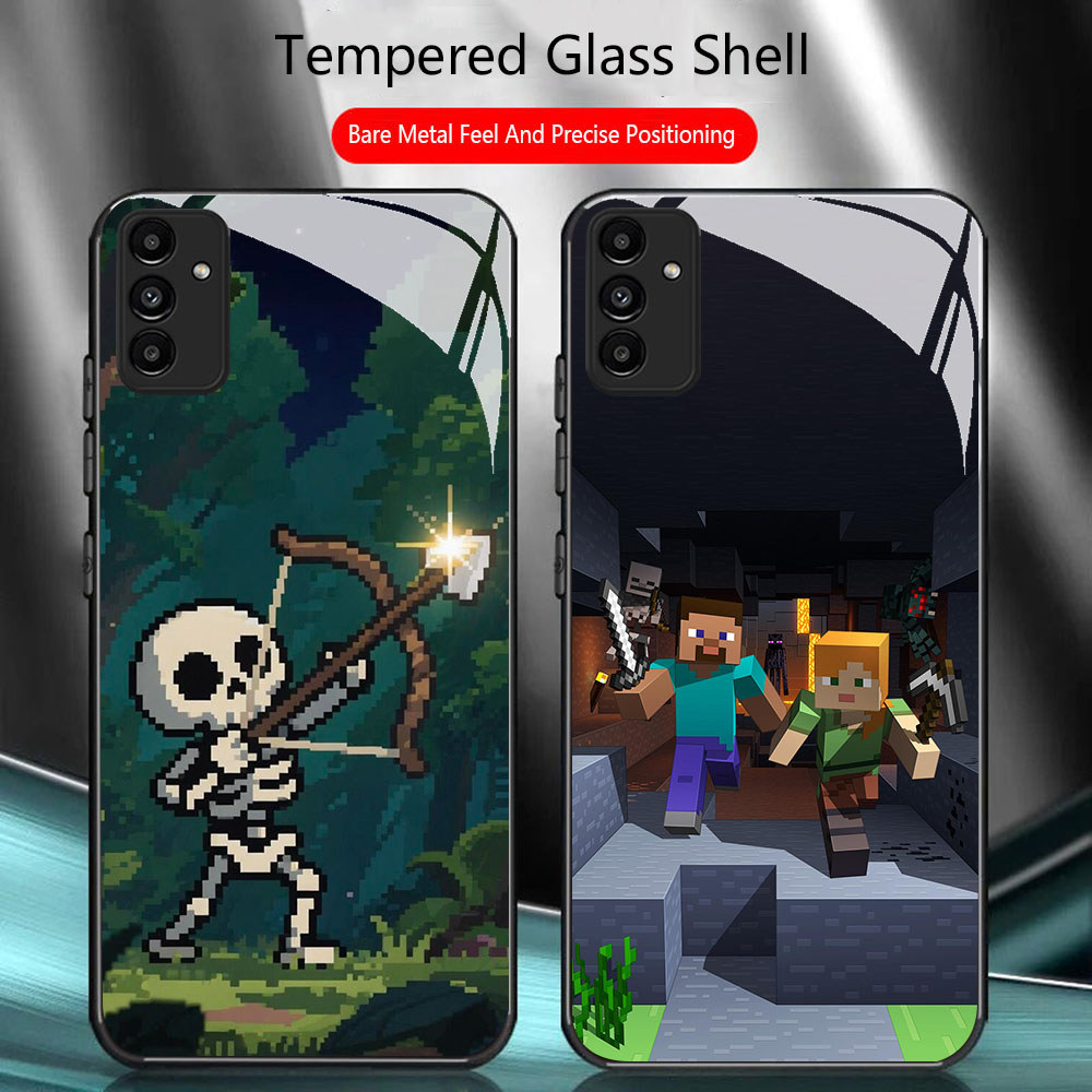 TS-76 Minecraft HD แก้วสําหรับ Samsung A05S A35 A55 A24 A14 A15 A04S A34 A25 M15 A54 S21 FE Plus Ult