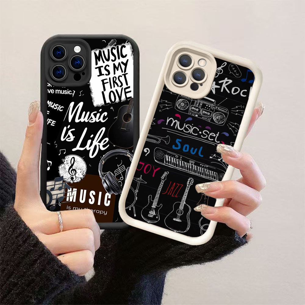 HK-9 Beatles เคสกันกระแทกสําหรับซิลิโคนสีดําและสีขาว iPhone 15 14 Pro Max