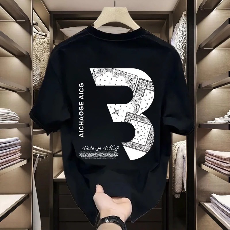 Basi เสื้อผู้ชาย เสื้อยืด oversize สตรีท เกรดพรีเมียม โคตรนุ่ม เสื้อคอตตอน100% ไม่หดตัวลาย ลาย "AIC