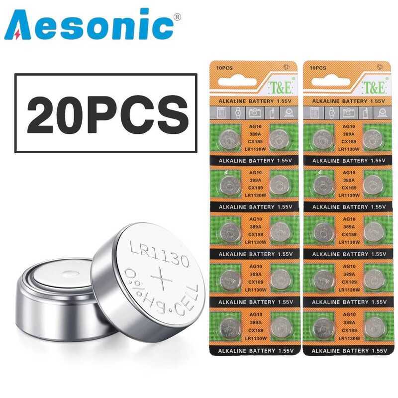 การ์ด 20PCS/2 AG10 LR1130 แบตเตอรี่ L1131 L1131c 389 390 LR54 1.5V แบตเตอรี่อัลคาลินแบบปุ่มสำหรับนาฬ