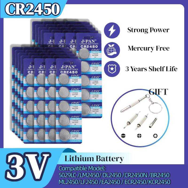 CR2450 แบตเตอรี่ลิเธียม 3V 550mAh BR2450 DL2450 CR2450N สำหรับของเล่น นาฬิกา เครื่องชั่ง ราคาขายส่ง