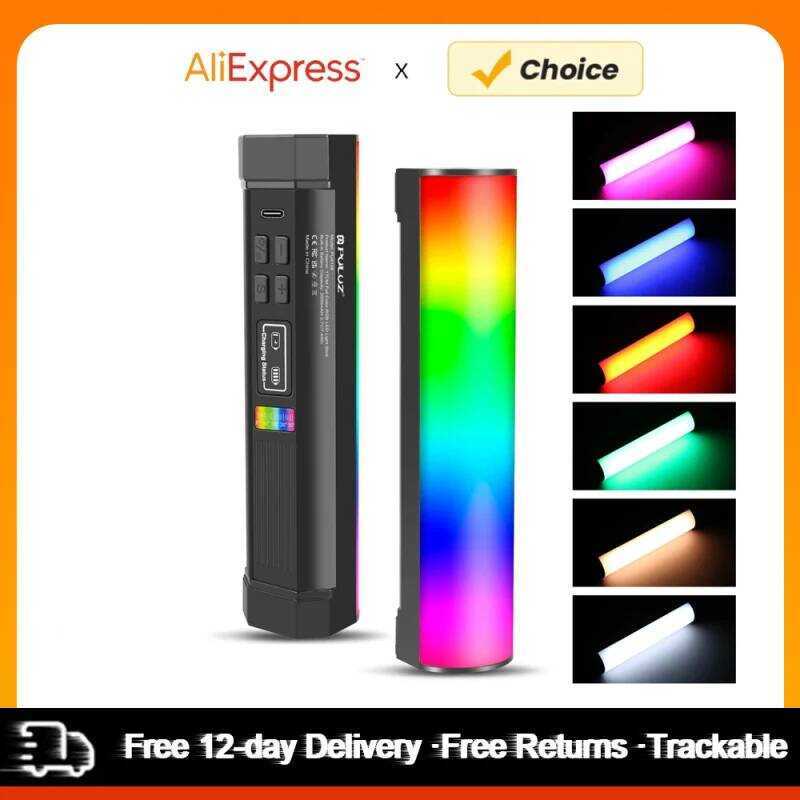 PULUZ PU4138 17 ซม./6.7in แบบพกพา RGB Stick Magnetic LED Tube Wand 6W การถ่ายภาพเติมแสง 2500K-9000K 