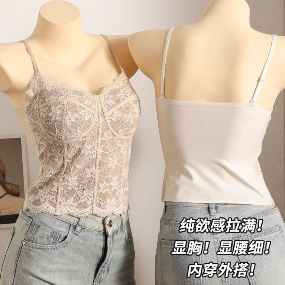 ชุดชั้นในสตรีเซ็กซี่สไตล์ฝรั่งเศส กับเสื้อกั๊กลูกไม้สำหรับฤดูใบไม้ร่วงและหนาว มีเบาะหน้าอกแบบสลิมฟิต - รูปที่ 7