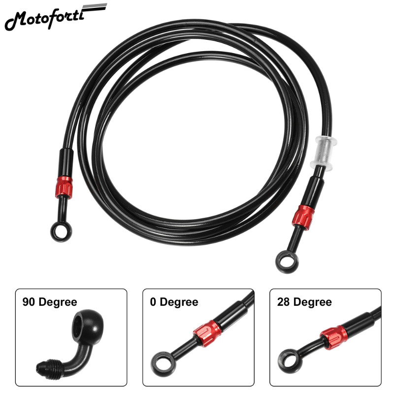 110cm-240cm Brake Hose AN3 0 28 90 Degree M10 Motorcycle Hydraulic Brake Line Oil Hose Pipe Fitting