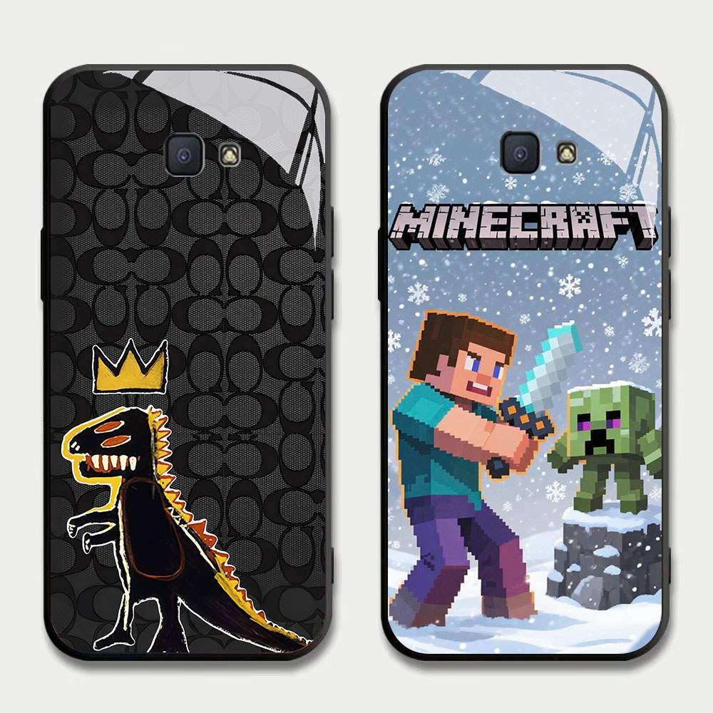 TS-76 Minecraft HD Glass Casing สําหรับ Samsung Note 9 S24 S25 FE Ultra J7 Prime J6 J4 Core Pro Plus