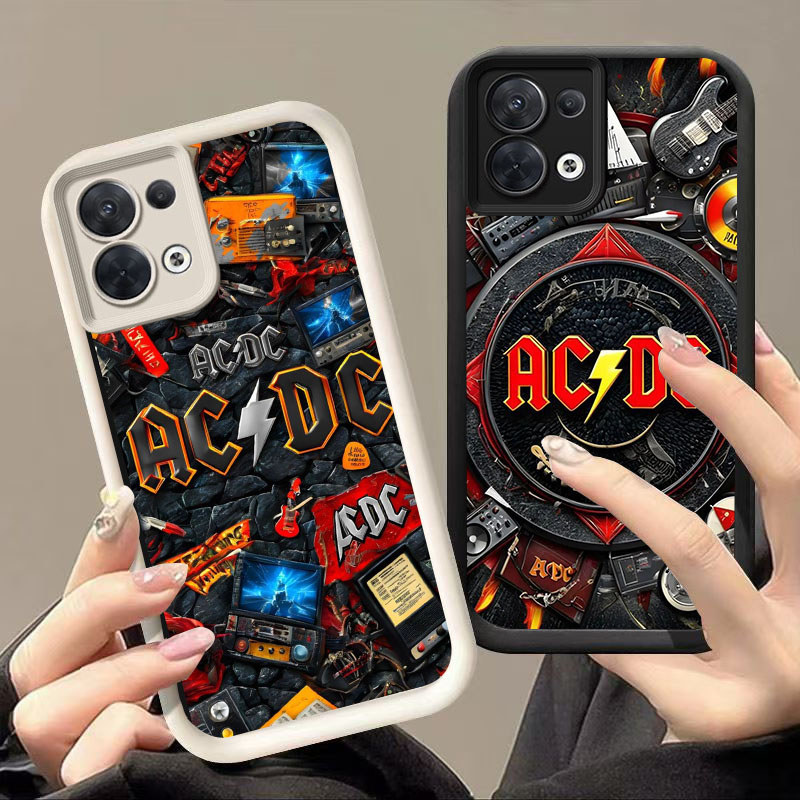 HK-1 ACDC Band ปลอกกันกระแทกสําหรับซิลิโคนสีดําและสีขาว OPPO Reno 7Z 8 7 F21 8Z F21S Pro Lite 5G