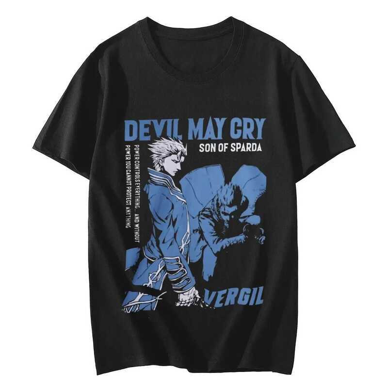 "Devil ลายเกมยอดนิยม May Cry" เสื้อยืดแขนสั้นผู้หญิงสไตล์เรโทร แฟชั่นแนวสตรีท Y2K "Devil  Cry"