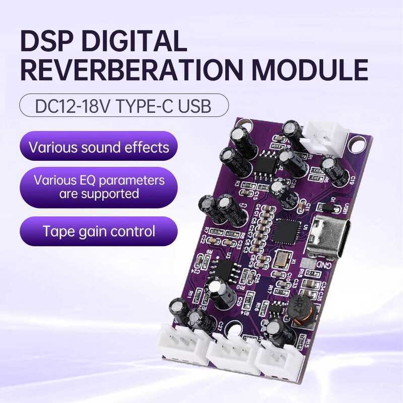 DSP โมดูลวงจรดิจิตอล DC 12V รีเวิร์บ เปลี่ยนเสียงเอคโค่ EQ ควบคุมเสียงหอน เปลี่ยนความถี่ เอฟเฟกต์มิก