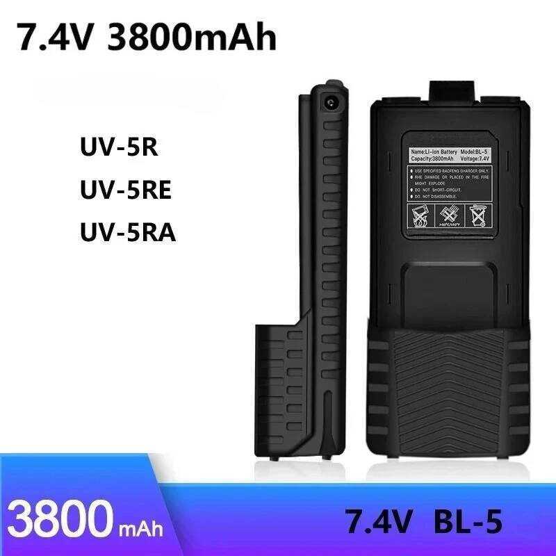 BaoFeng ใช้งานร่วมกับแบตเตอรี่วิทยุสื่อสาร UV-5R Plus 7.4V 3800mAh แบตเตอรี่ชาร์จ UV5RA อุปกรณ์เสริม