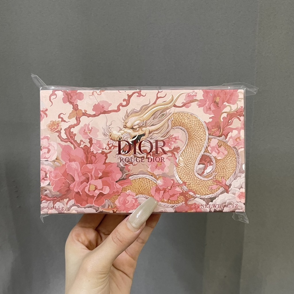 อุปกรณ์เสริมใหม่ จัดส่งเริ่มต้น/65ชุดห้าชิ้นตัวอย่างลิปสติกสีทองสีฟ้าลายมังกร!บรรจุ 1.5ก * 5.กํามะหย