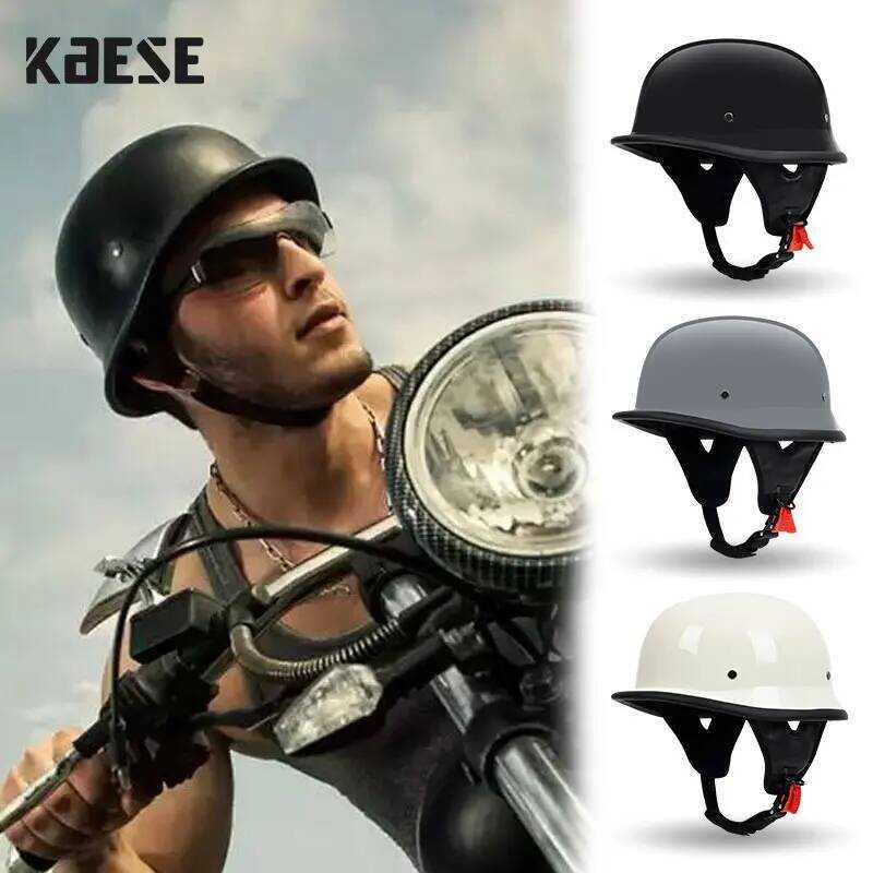 Factory Pr Vintage Crur หมวกกันน็อคมอเตอร์ไซค์เยอรมันครึ่งหน้าเทรนด์หมวกนิรภัย