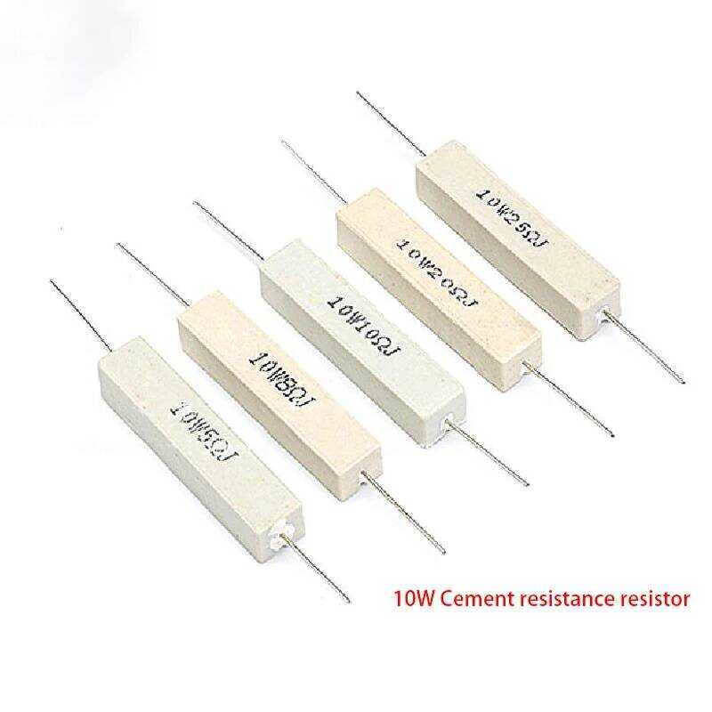 ชิ้น 10 ตัวต้านทานซีเมนต์ 10W 5% ความต้านทาน 0.1 ~ 10K 0.1R 0.5R 10R 50R 0.22 0.33 0.5 1 2 5 8 10 15