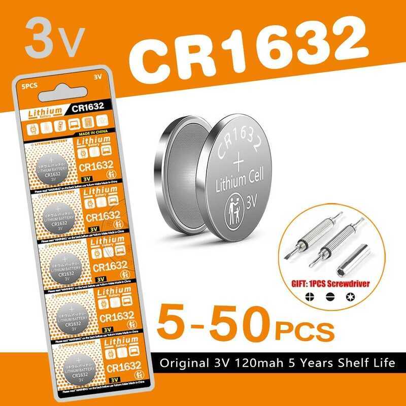 ชิ้น 5-50 3V CR1632 CR 1632 แบตเตอรี่ลิเธียม DL1632 BR1632 KCR1632 ECR1632 สำหรับรีโมทรถยนต์ นาฬิกา