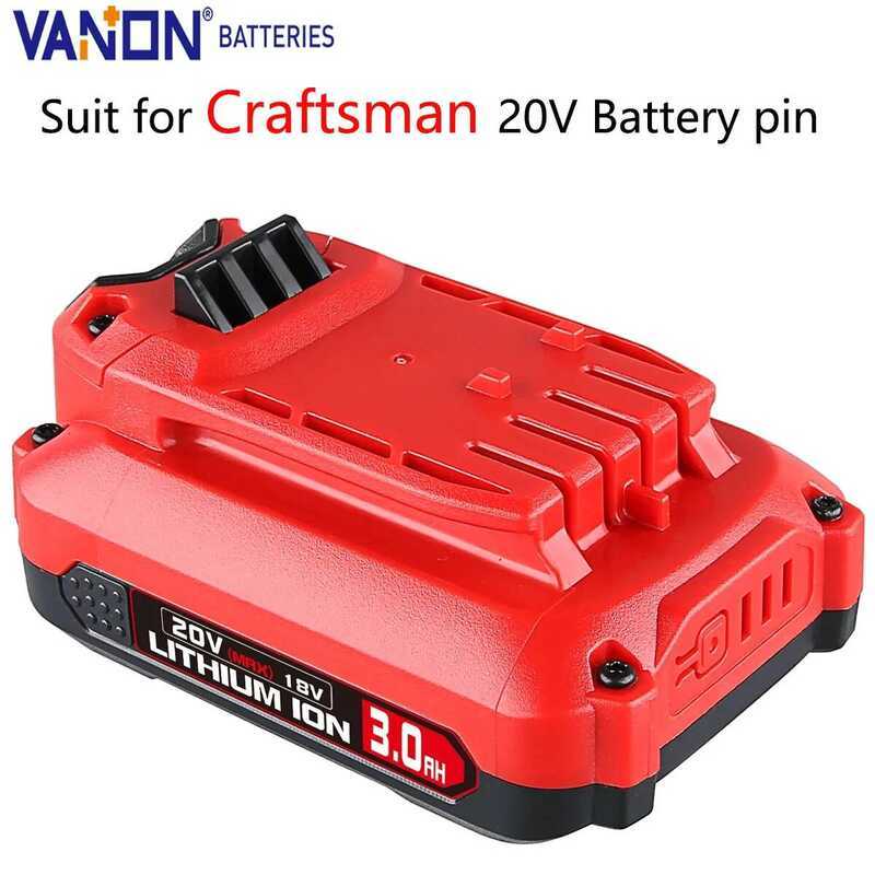Vanon แบตเตอรี่ลิเธียม 3.0Ah V20 MAX แทนที่สำหรับเครื่องมือไร้สาย Craftsman CMCBL0100 CMCBL0100B CMC