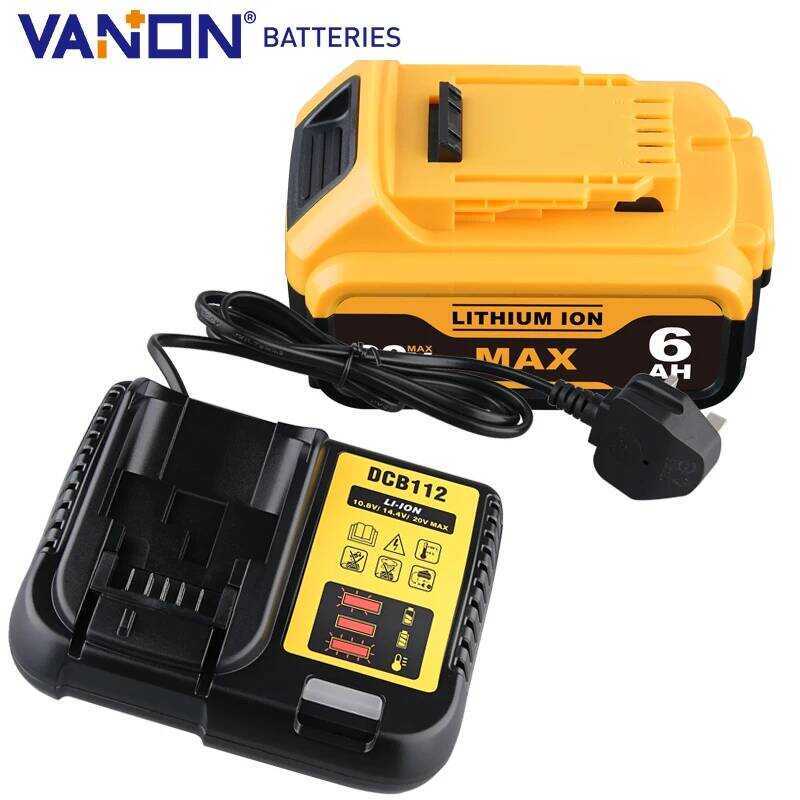 Vanon แบตเตอรี่ DCB205 6.0Ah 20V MAX และที่ชาร์จ DCB112 DCB200 DCB184 DCB180 DCB182 เปลี่ยนสำหรับขาแ