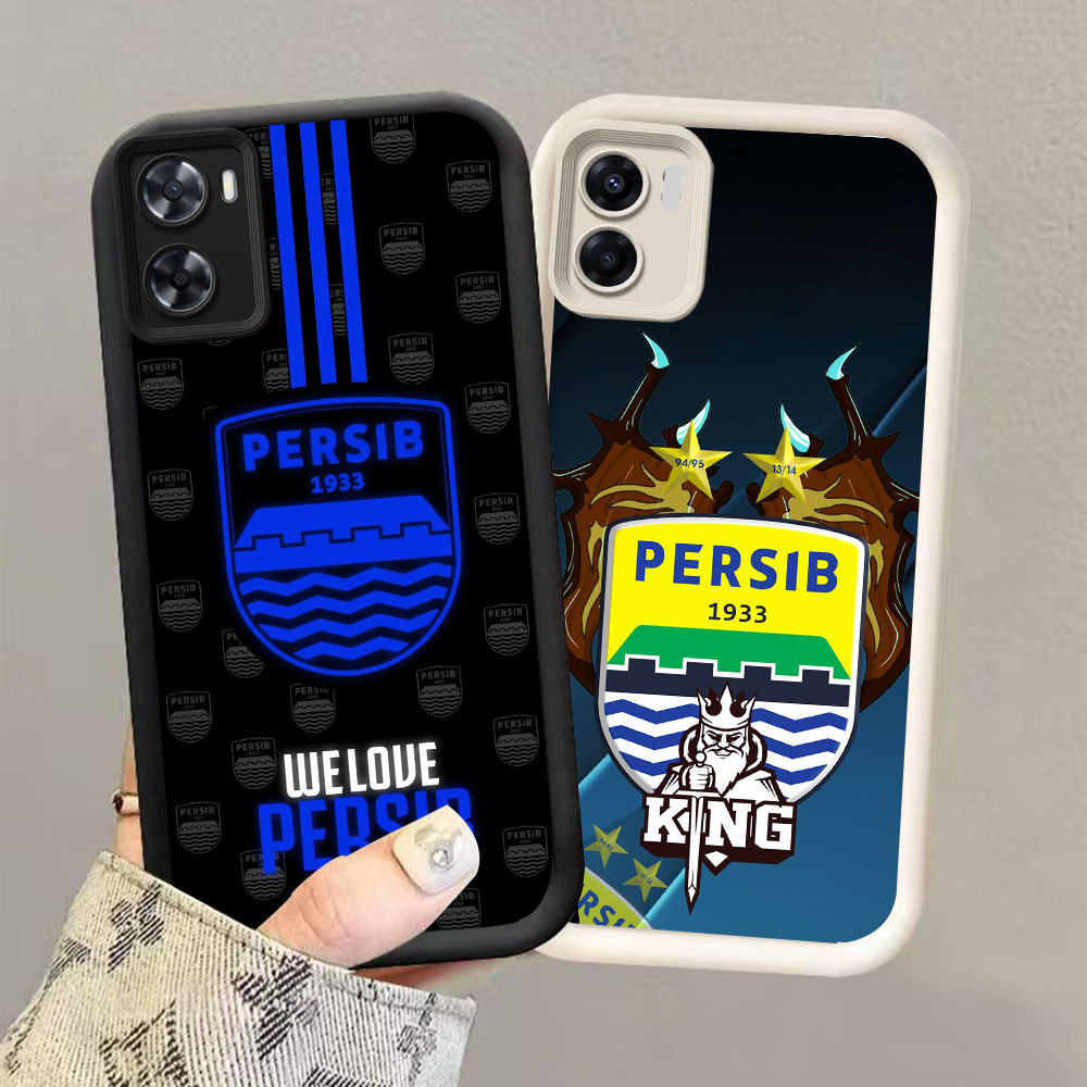 HK-29 อินโดนีเซีย PERSIB ปลอกกันกระแทกสําหรับซิลิโคนสีดําและสีขาว OPPO Realme A76 A77s 9i C33 A96
