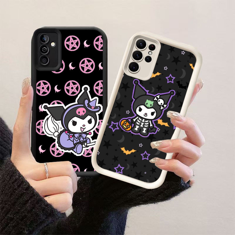 HK-27 ฮาโลวีน Kuromi ปลอกกันกระแทกสําหรับซิลิโคนสีดําและสีขาว Samsung S24 A26 A54 S21 FE M15 S25 A55
