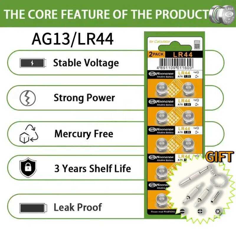 LR44 แบตเตอรี่ AG13 1.5V 100 แพ็ค SR44 SW357A 357 แบตเตอรี่เซลล์ปุ่มสำหรับนาฬิกา เครื่องคิดเลข ของเล